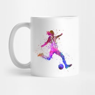 Girl playing soccer football player silhouette Mug